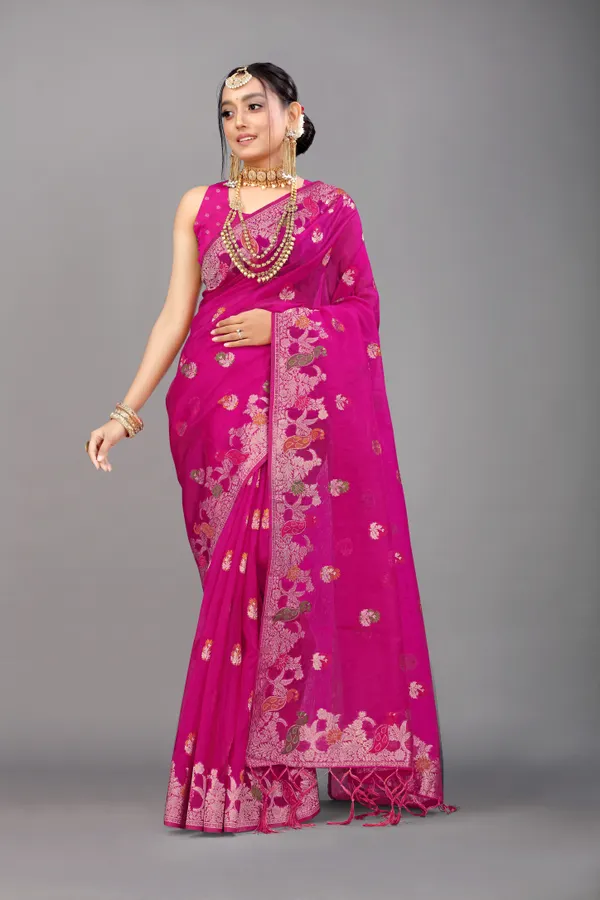 MAGENTA_WOVEN_WORK_ORGANZA_SAREE
